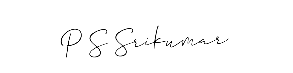 Design your own signature with our free online signature maker. With this signature software, you can create a handwritten (Allison_Script) signature for name P S Srikumar. P S Srikumar signature style 2 images and pictures png