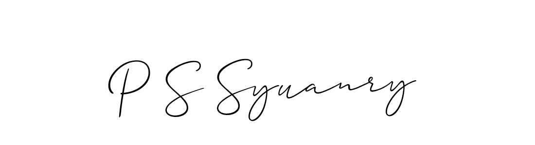 It looks lik you need a new signature style for name P S Syuanry. Design unique handwritten (Allison_Script) signature with our free signature maker in just a few clicks. P S Syuanry signature style 2 images and pictures png