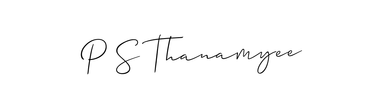 How to make P S Thanamyee signature? Allison_Script is a professional autograph style. Create handwritten signature for P S Thanamyee name. P S Thanamyee signature style 2 images and pictures png