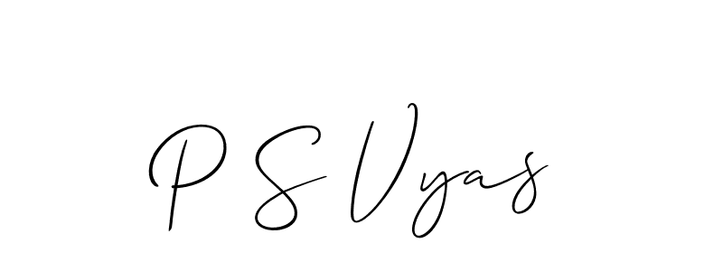 Make a short P S Vyas signature style. Manage your documents anywhere anytime using Allison_Script. Create and add eSignatures, submit forms, share and send files easily. P S Vyas signature style 2 images and pictures png