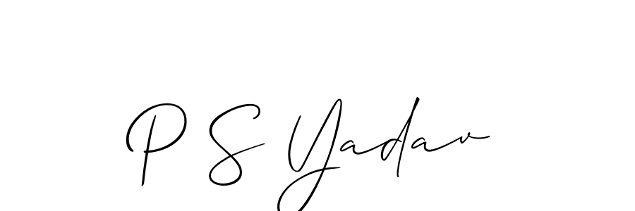 Design your own signature with our free online signature maker. With this signature software, you can create a handwritten (Allison_Script) signature for name P S Yadav. P S Yadav signature style 2 images and pictures png