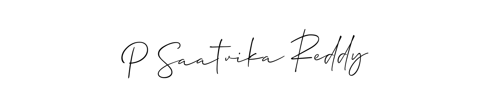 This is the best signature style for the P Saatvika Reddy name. Also you like these signature font (Allison_Script). Mix name signature. P Saatvika Reddy signature style 2 images and pictures png