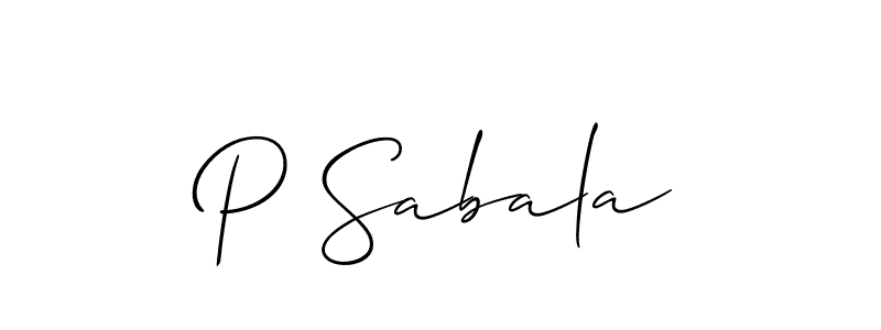Make a beautiful signature design for name P Sabala. With this signature (Allison_Script) style, you can create a handwritten signature for free. P Sabala signature style 2 images and pictures png