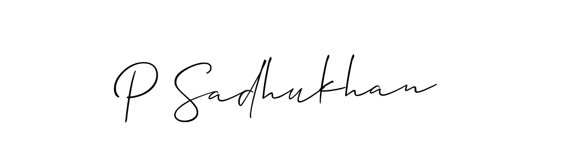 if you are searching for the best signature style for your name P Sadhukhan. so please give up your signature search. here we have designed multiple signature styles  using Allison_Script. P Sadhukhan signature style 2 images and pictures png