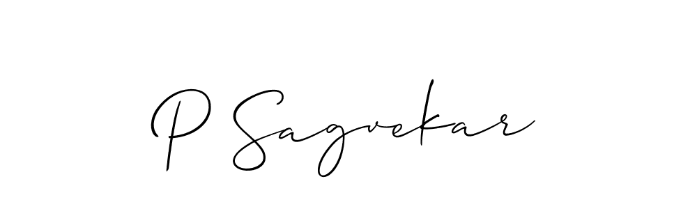 How to make P Sagvekar name signature. Use Allison_Script style for creating short signs online. This is the latest handwritten sign. P Sagvekar signature style 2 images and pictures png