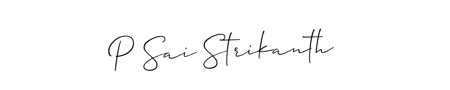 Similarly Allison_Script is the best handwritten signature design. Signature creator online .You can use it as an online autograph creator for name P Sai Strikanth. P Sai Strikanth signature style 2 images and pictures png