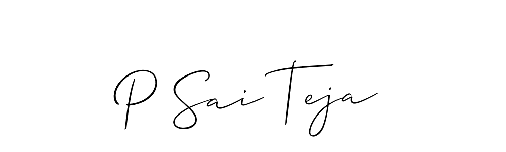 This is the best signature style for the P Sai Teja name. Also you like these signature font (Allison_Script). Mix name signature. P Sai Teja signature style 2 images and pictures png