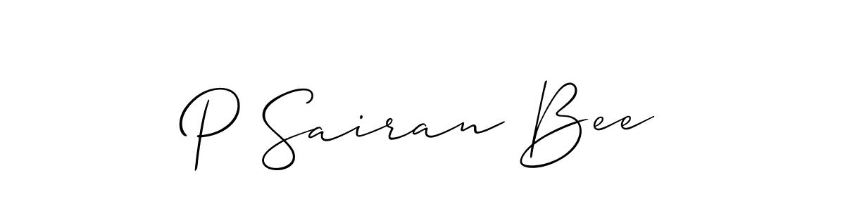 Allison_Script is a professional signature style that is perfect for those who want to add a touch of class to their signature. It is also a great choice for those who want to make their signature more unique. Get P Sairan Bee name to fancy signature for free. P Sairan Bee signature style 2 images and pictures png