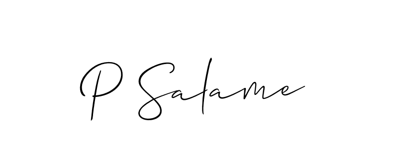 if you are searching for the best signature style for your name P Salame. so please give up your signature search. here we have designed multiple signature styles  using Allison_Script. P Salame signature style 2 images and pictures png