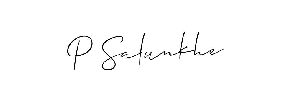 P Salunkhe stylish signature style. Best Handwritten Sign (Allison_Script) for my name. Handwritten Signature Collection Ideas for my name P Salunkhe. P Salunkhe signature style 2 images and pictures png