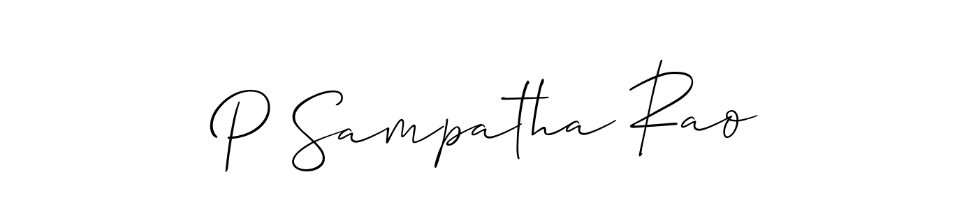 Make a beautiful signature design for name P Sampatha Rao. With this signature (Allison_Script) style, you can create a handwritten signature for free. P Sampatha Rao signature style 2 images and pictures png