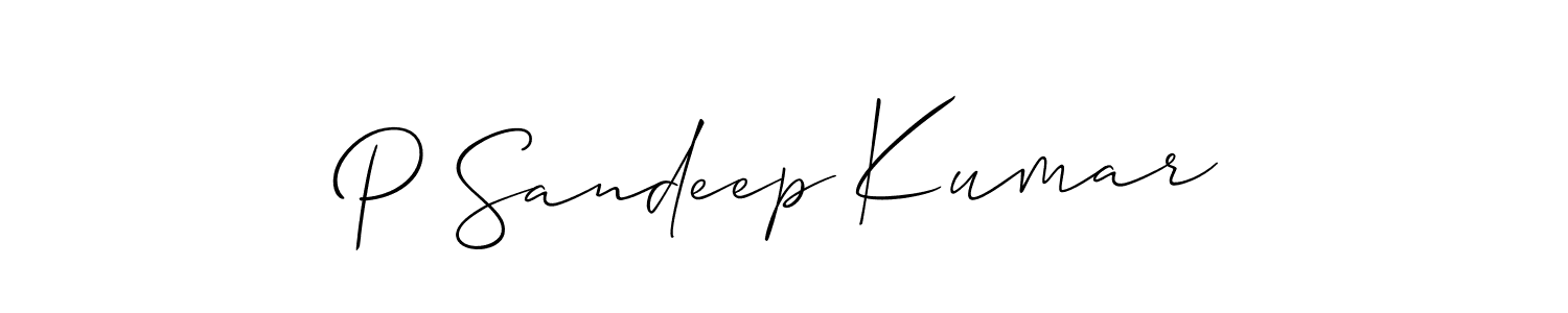 Use a signature maker to create a handwritten signature online. With this signature software, you can design (Allison_Script) your own signature for name P Sandeep Kumar. P Sandeep Kumar signature style 2 images and pictures png