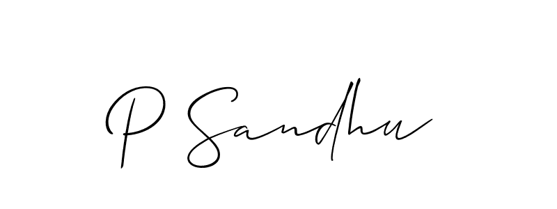 Design your own signature with our free online signature maker. With this signature software, you can create a handwritten (Allison_Script) signature for name P Sandhu. P Sandhu signature style 2 images and pictures png