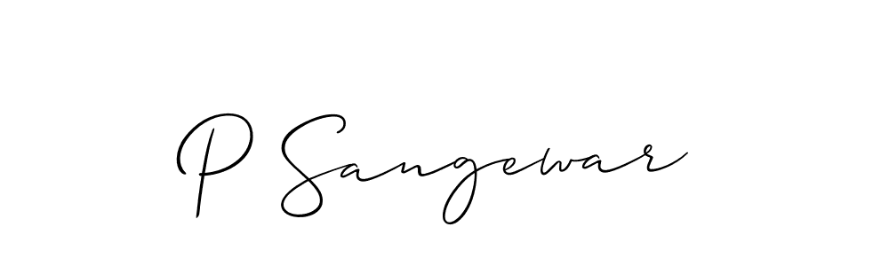 Make a beautiful signature design for name P Sangewar. With this signature (Allison_Script) style, you can create a handwritten signature for free. P Sangewar signature style 2 images and pictures png