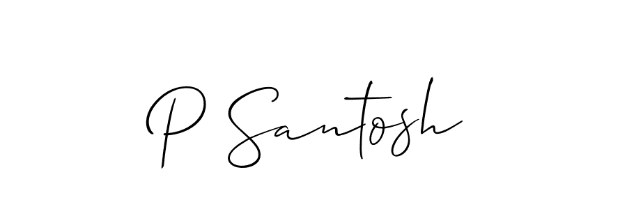 The best way (Allison_Script) to make a short signature is to pick only two or three words in your name. The name P Santosh include a total of six letters. For converting this name. P Santosh signature style 2 images and pictures png