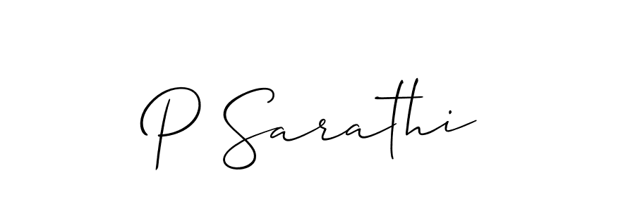 Create a beautiful signature design for name P Sarathi. With this signature (Allison_Script) fonts, you can make a handwritten signature for free. P Sarathi signature style 2 images and pictures png