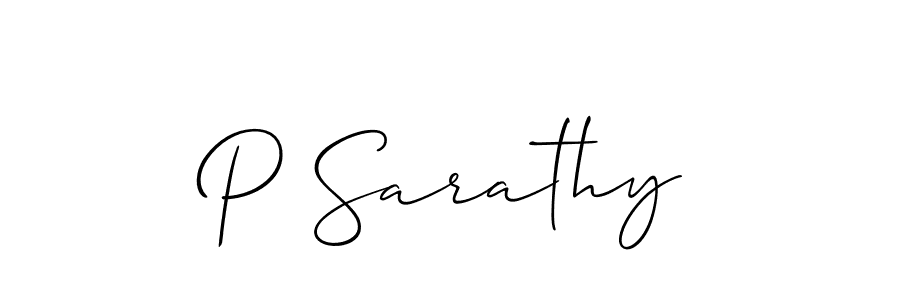 Design your own signature with our free online signature maker. With this signature software, you can create a handwritten (Allison_Script) signature for name P Sarathy. P Sarathy signature style 2 images and pictures png