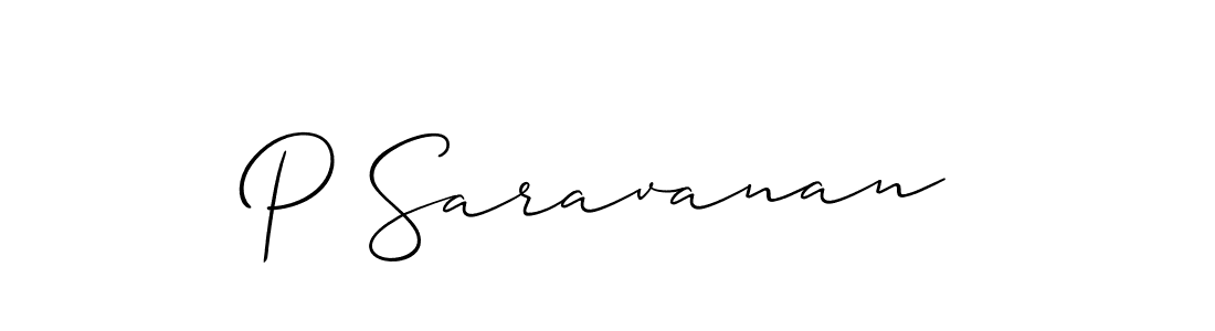 The best way (Allison_Script) to make a short signature is to pick only two or three words in your name. The name P Saravanan include a total of six letters. For converting this name. P Saravanan signature style 2 images and pictures png