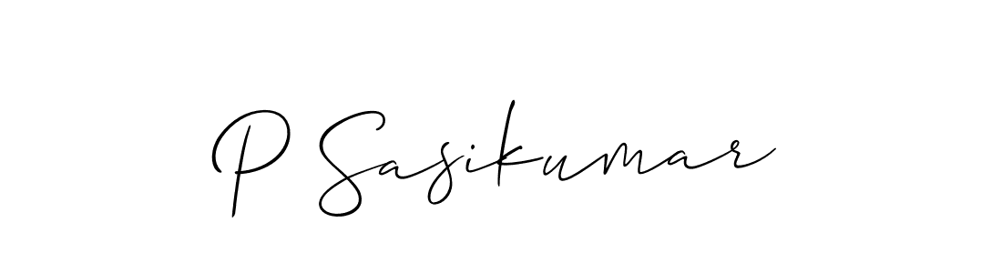 Also You can easily find your signature by using the search form. We will create P Sasikumar name handwritten signature images for you free of cost using Allison_Script sign style. P Sasikumar signature style 2 images and pictures png