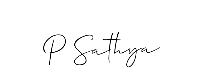 You should practise on your own different ways (Allison_Script) to write your name (P Sathya) in signature. don't let someone else do it for you. P Sathya signature style 2 images and pictures png
