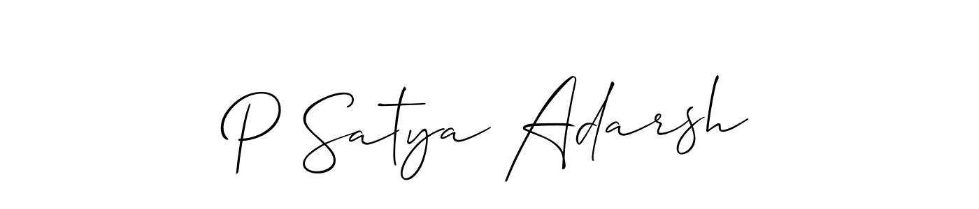 Use a signature maker to create a handwritten signature online. With this signature software, you can design (Allison_Script) your own signature for name P Satya Adarsh. P Satya Adarsh signature style 2 images and pictures png