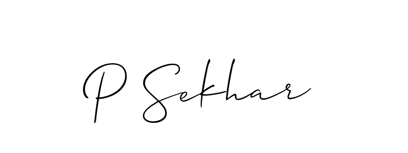 How to make P Sekhar name signature. Use Allison_Script style for creating short signs online. This is the latest handwritten sign. P Sekhar signature style 2 images and pictures png