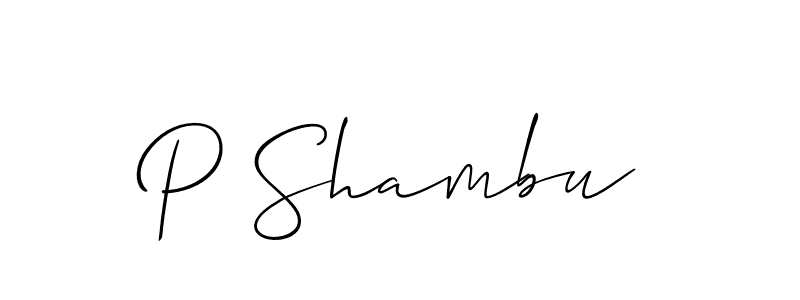 Make a beautiful signature design for name P Shambu. With this signature (Allison_Script) style, you can create a handwritten signature for free. P Shambu signature style 2 images and pictures png