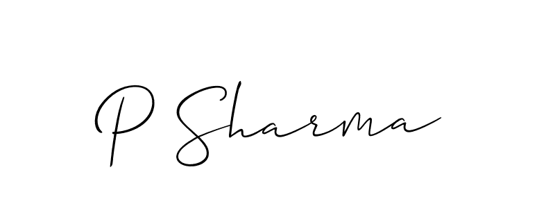 How to make P Sharma name signature. Use Allison_Script style for creating short signs online. This is the latest handwritten sign. P Sharma signature style 2 images and pictures png