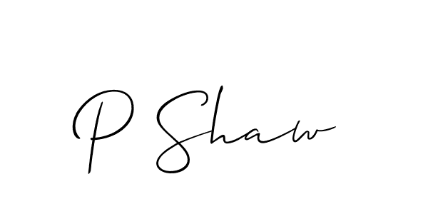 Also You can easily find your signature by using the search form. We will create P Shaw name handwritten signature images for you free of cost using Allison_Script sign style. P Shaw signature style 2 images and pictures png