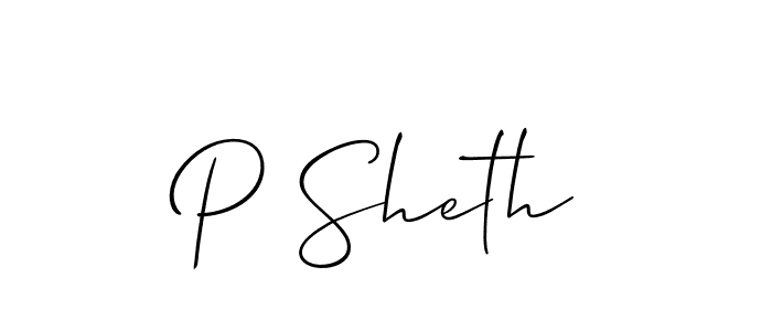 Use a signature maker to create a handwritten signature online. With this signature software, you can design (Allison_Script) your own signature for name P Sheth. P Sheth signature style 2 images and pictures png