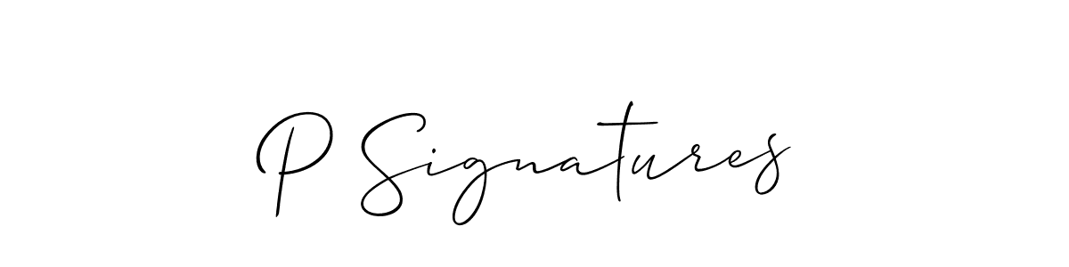 How to make P Signatures signature? Allison_Script is a professional autograph style. Create handwritten signature for P Signatures name. P Signatures signature style 2 images and pictures png