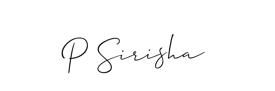 Make a short P Sirisha signature style. Manage your documents anywhere anytime using Allison_Script. Create and add eSignatures, submit forms, share and send files easily. P Sirisha signature style 2 images and pictures png