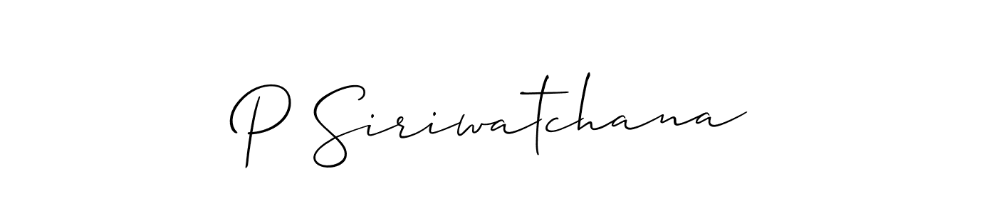 How to Draw P Siriwatchana signature style? Allison_Script is a latest design signature styles for name P Siriwatchana. P Siriwatchana signature style 2 images and pictures png