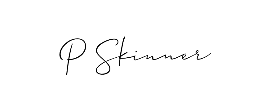 How to make P Skinner name signature. Use Allison_Script style for creating short signs online. This is the latest handwritten sign. P Skinner signature style 2 images and pictures png