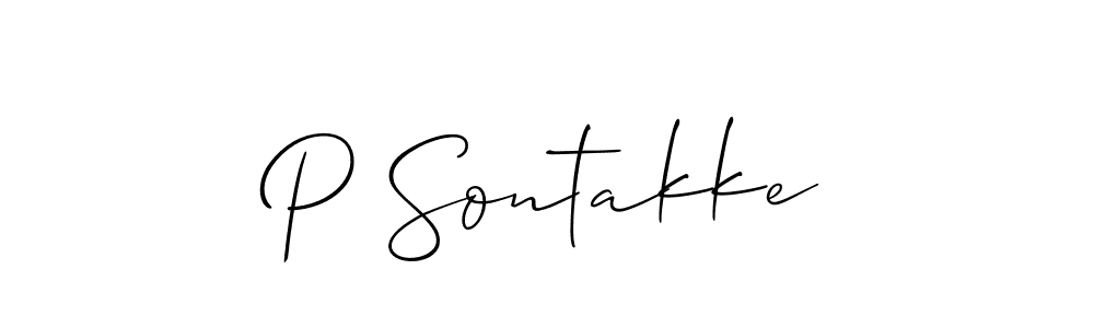 if you are searching for the best signature style for your name P Sontakke. so please give up your signature search. here we have designed multiple signature styles  using Allison_Script. P Sontakke signature style 2 images and pictures png