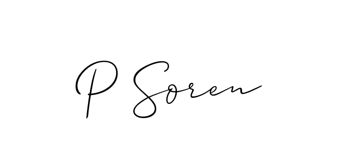 How to Draw P Soren signature style? Allison_Script is a latest design signature styles for name P Soren. P Soren signature style 2 images and pictures png