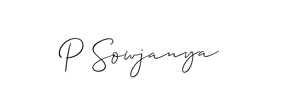 How to make P Sowjanya signature? Allison_Script is a professional autograph style. Create handwritten signature for P Sowjanya name. P Sowjanya signature style 2 images and pictures png