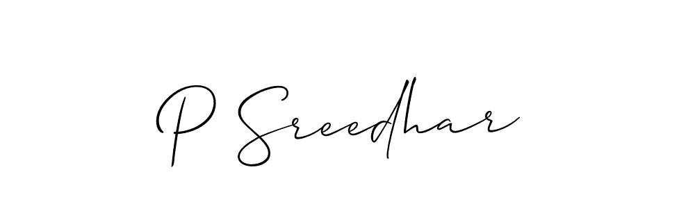 Make a short P Sreedhar signature style. Manage your documents anywhere anytime using Allison_Script. Create and add eSignatures, submit forms, share and send files easily. P Sreedhar signature style 2 images and pictures png