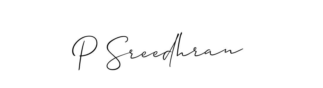 Also we have P Sreedhran name is the best signature style. Create professional handwritten signature collection using Allison_Script autograph style. P Sreedhran signature style 2 images and pictures png