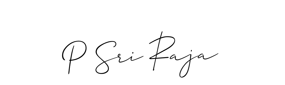 The best way (Allison_Script) to make a short signature is to pick only two or three words in your name. The name P Sri Raja include a total of six letters. For converting this name. P Sri Raja signature style 2 images and pictures png
