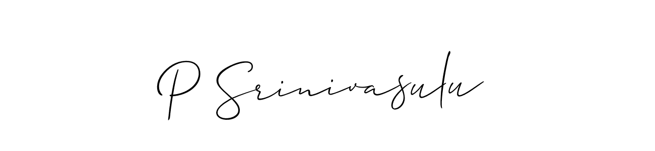 Create a beautiful signature design for name P Srinivasulu. With this signature (Allison_Script) fonts, you can make a handwritten signature for free. P Srinivasulu signature style 2 images and pictures png