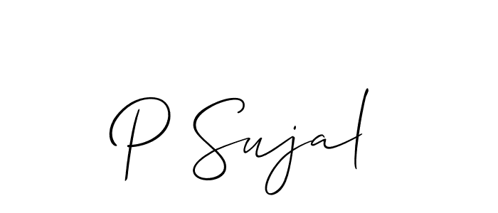 Make a beautiful signature design for name P Sujal. With this signature (Allison_Script) style, you can create a handwritten signature for free. P Sujal signature style 2 images and pictures png