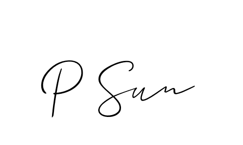 You should practise on your own different ways (Allison_Script) to write your name (P Sun) in signature. don't let someone else do it for you. P Sun signature style 2 images and pictures png