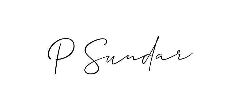 Use a signature maker to create a handwritten signature online. With this signature software, you can design (Allison_Script) your own signature for name P Sundar. P Sundar signature style 2 images and pictures png