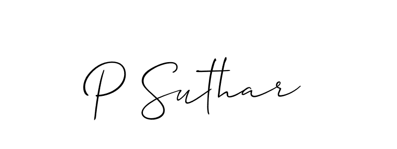 It looks lik you need a new signature style for name P Suthar. Design unique handwritten (Allison_Script) signature with our free signature maker in just a few clicks. P Suthar signature style 2 images and pictures png