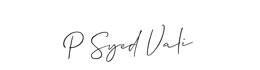 if you are searching for the best signature style for your name P Syed Vali. so please give up your signature search. here we have designed multiple signature styles  using Allison_Script. P Syed Vali signature style 2 images and pictures png