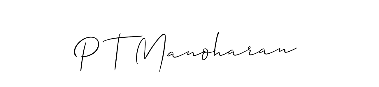 How to make P T Manoharan signature? Allison_Script is a professional autograph style. Create handwritten signature for P T Manoharan name. P T Manoharan signature style 2 images and pictures png