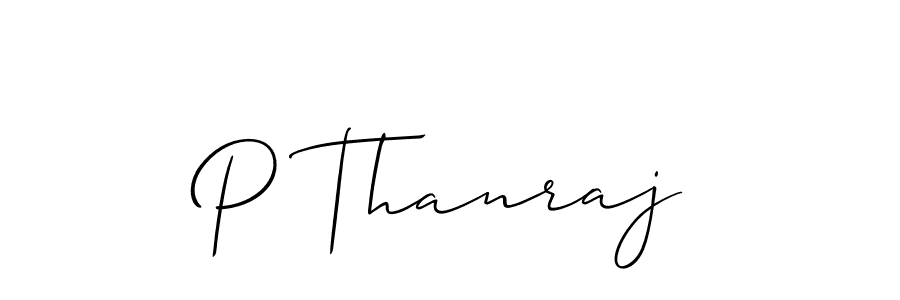 How to make P Thanraj name signature. Use Allison_Script style for creating short signs online. This is the latest handwritten sign. P Thanraj signature style 2 images and pictures png