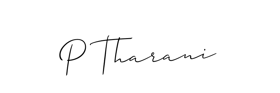 Design your own signature with our free online signature maker. With this signature software, you can create a handwritten (Allison_Script) signature for name P Tharani. P Tharani signature style 2 images and pictures png