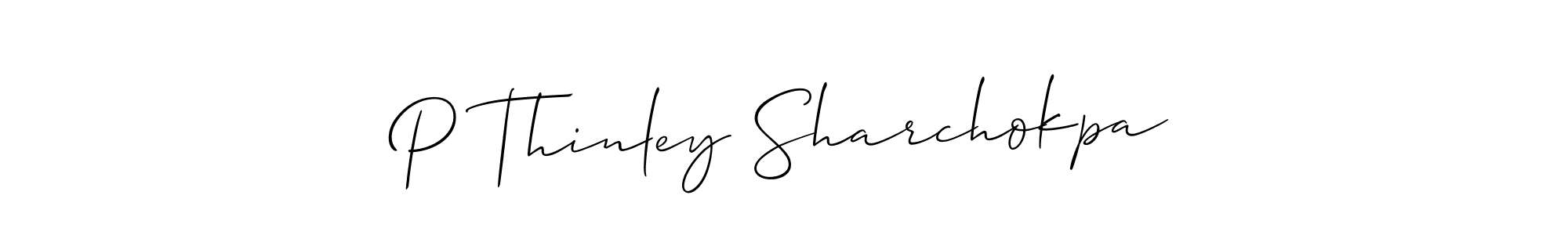 How to make P Thinley Sharchokpa signature? Allison_Script is a professional autograph style. Create handwritten signature for P Thinley Sharchokpa name. P Thinley Sharchokpa signature style 2 images and pictures png
